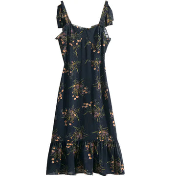 Chiffon Ruffle Hem V-Neck Slip Dress