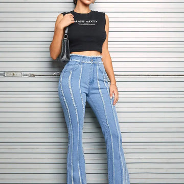 Slightly Flared Wool Edge Denim Jeans