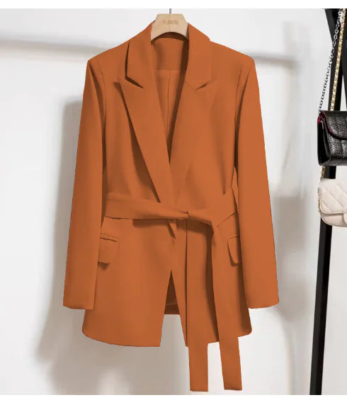 Chic Waist-Tie Fitted Versatile Blazer Jacket