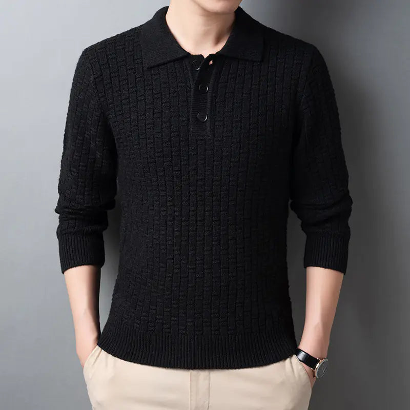 Plus Size Jacquard Sweater for Men - Autumn/Winter