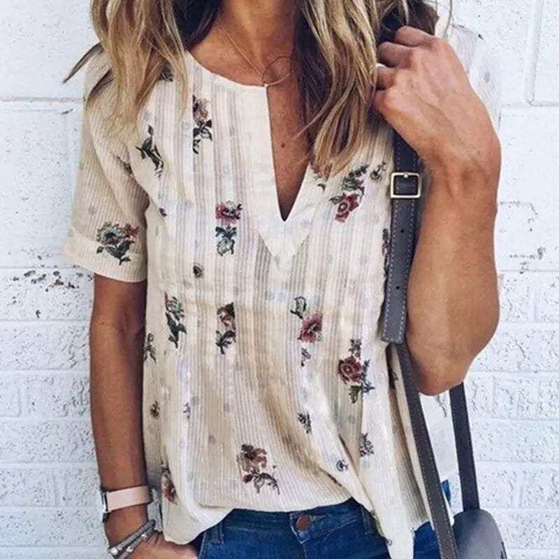 Plus Size Women's V-Neck Casual Summer T-Shirt