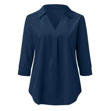 Spring Summer Women's V-Neck Loose Blouse Shirt