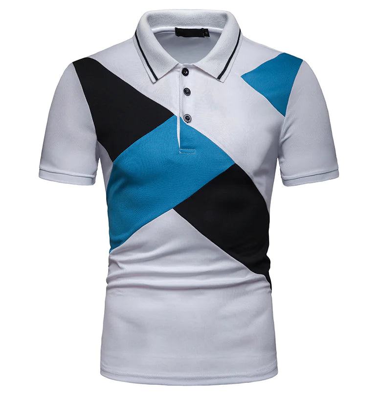 Color Block Short Sleeve Polo Shirt