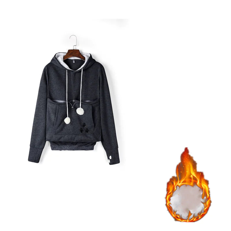 Cute Cat Pocket Hoodies for Women - Winter Sweatshirts