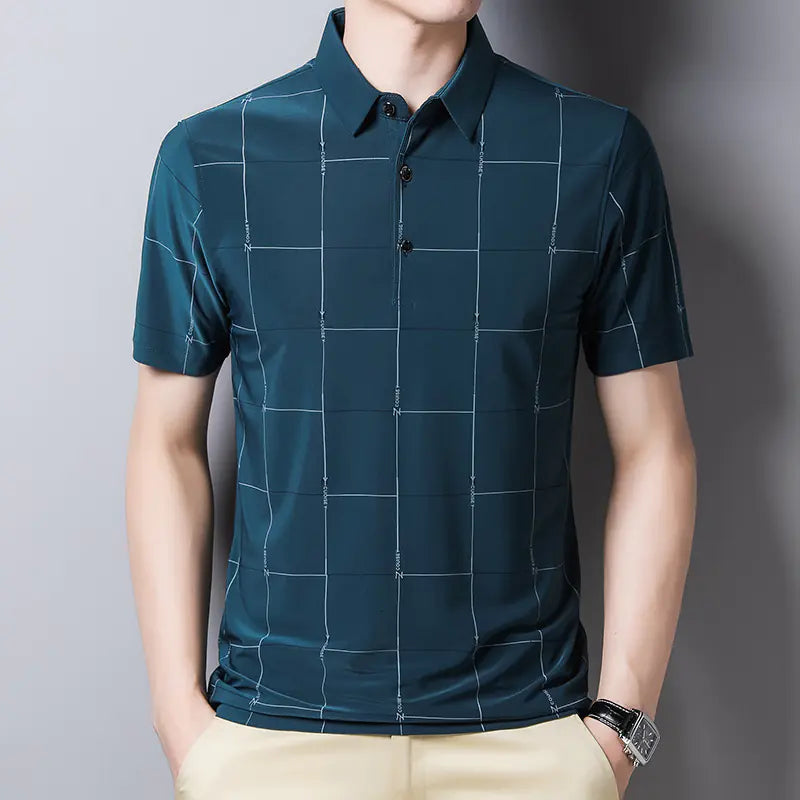 Men's Short Sleeve Ice Silk Polo Shirt for Summer