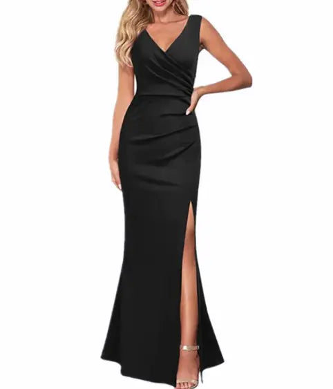 Slim Fit Spaghetti Strap Split Maxi Dress
