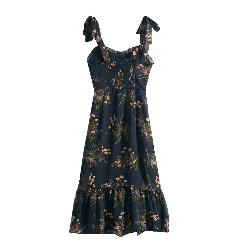 Chiffon Ruffle Hem V-Neck Slip Dress
