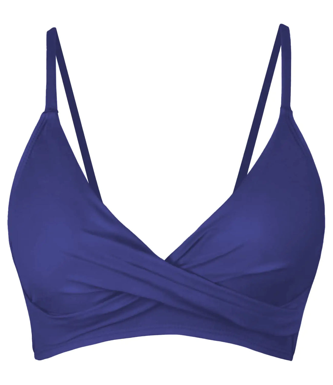 Womens Push Up Sexy V Neck Adjustable Twist Ruched Front Bikini Swimsuit Top Only Navy Blue