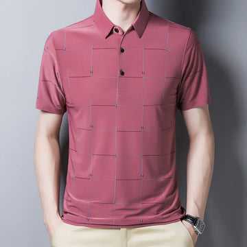 Men's Short Sleeve Ice Silk Polo Shirt for Summer