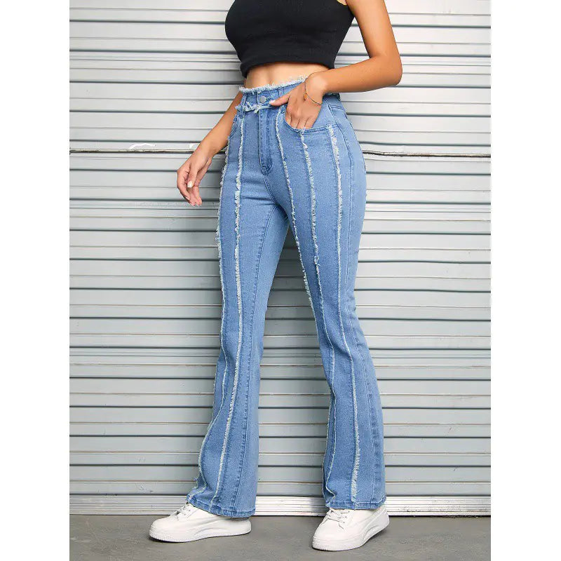 Slightly Flared Wool Edge Denim Jeans