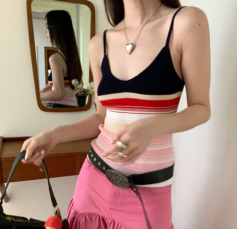 Slim Fit Backless Spaghetti Strap Knit Tank Top
