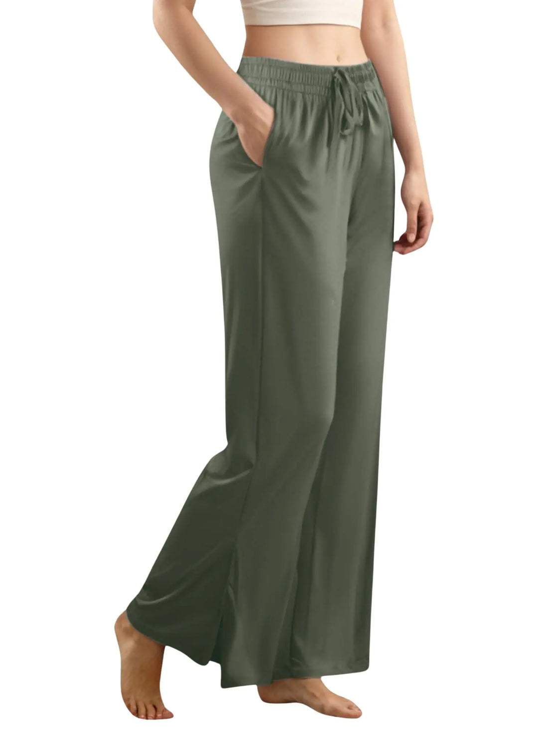 Beyouvibeathleisure Wide Leg Pants Woman for Lounging or Sleeping Sweatpants Women Loose-Fitting Yoga Pants Women with Pockets Ultimate Comfort Pajama Pants Women Green
