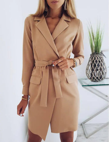 Chic Waist-Tie Fitted Versatile Blazer Jacket