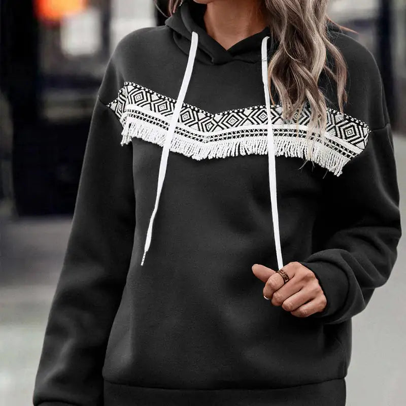 Hooded Lace Casual Sweatshirt for Women - Autumn & Winter