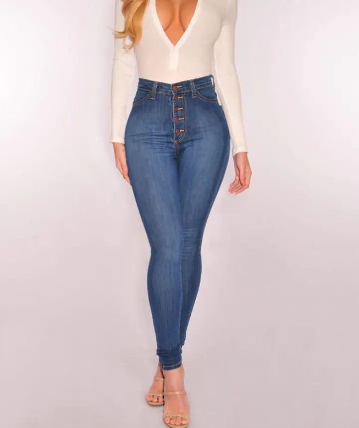 High-Waisted Slim Fit Women's Stretch Jeans
